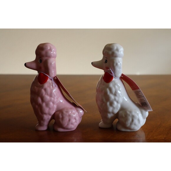 TARGET SPRITZ Valentines Day Ceramic Poodle Dog Set Lot 2 Pink + White New 2024 - Picture 8 of 12